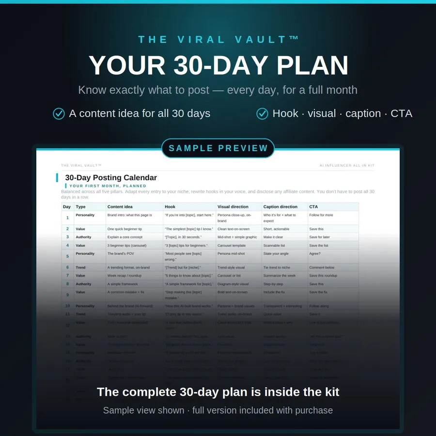The 30-day posting plan from inside the kit