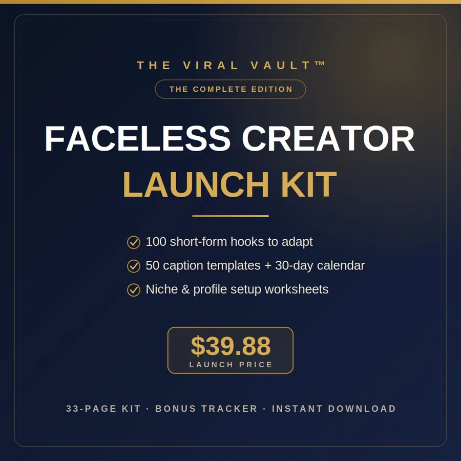 Faceless Creator Launch Kit cover — 33-page kit